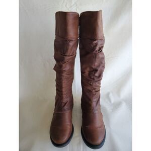 BareTraps Sheridan Knee‎ High Brown Boots Zipper Closure Buckle Women's SZ 5.5M